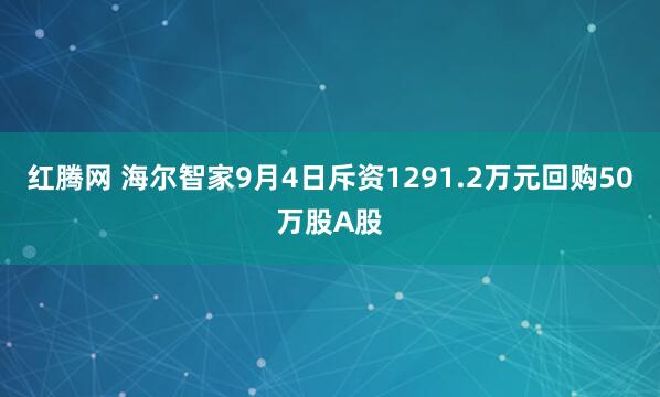 红腾网 海尔智家9月4日斥资1291.2万元回购50万股A股